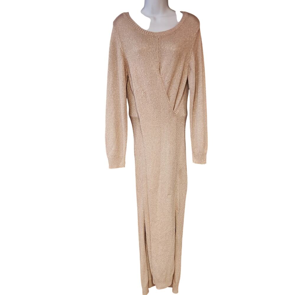 Venus Full Length Metallic Beige Size XL Layer Sweater Dress‎
